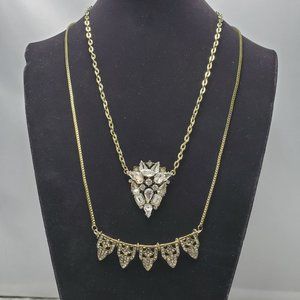 Bijou Drive 2 necklaces art deco antique gold with rhinestones